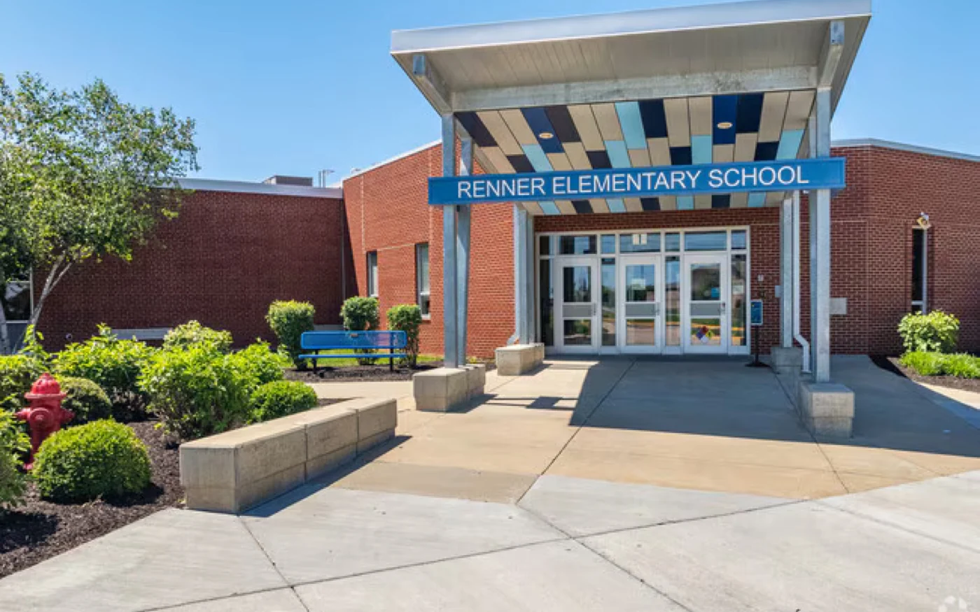 Exterior entrance of Renner Elementary School in Kansas City, Missouri
